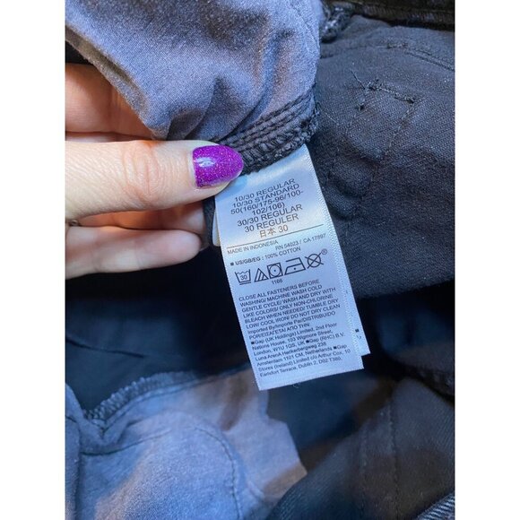 Gap 10/30R High Rise Wide Leg Black Denim Frayed Hem Jeans For Women - Picture 7 of 7